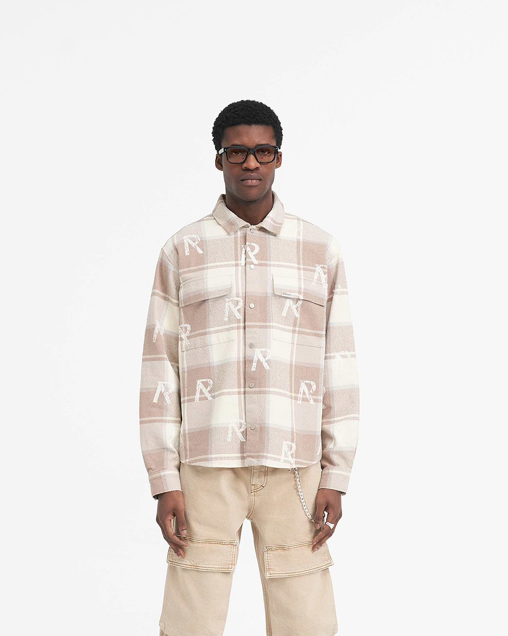 All Over Initial Flannel Shirt - Cashmere
